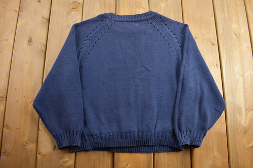 Vintage 1980s Treasures Cable Knit Crewneck Sweater / Hand Made Sweater / Blank Knit / Formal