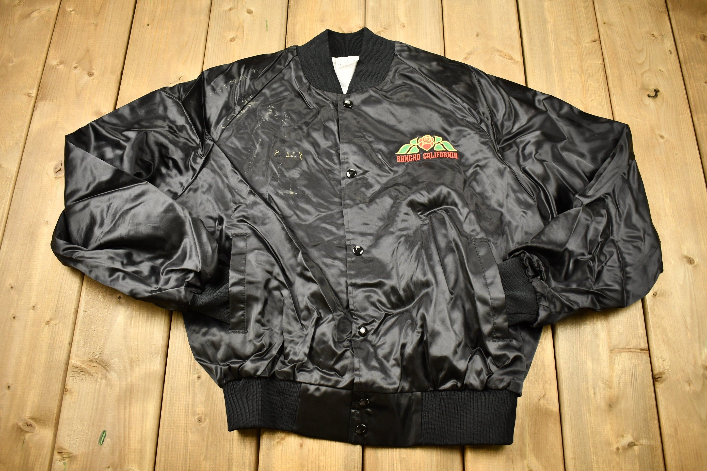 Vintage 1980s Sears Roebuck & Co Temecula Rancho California Satin Windbreaker Jacket