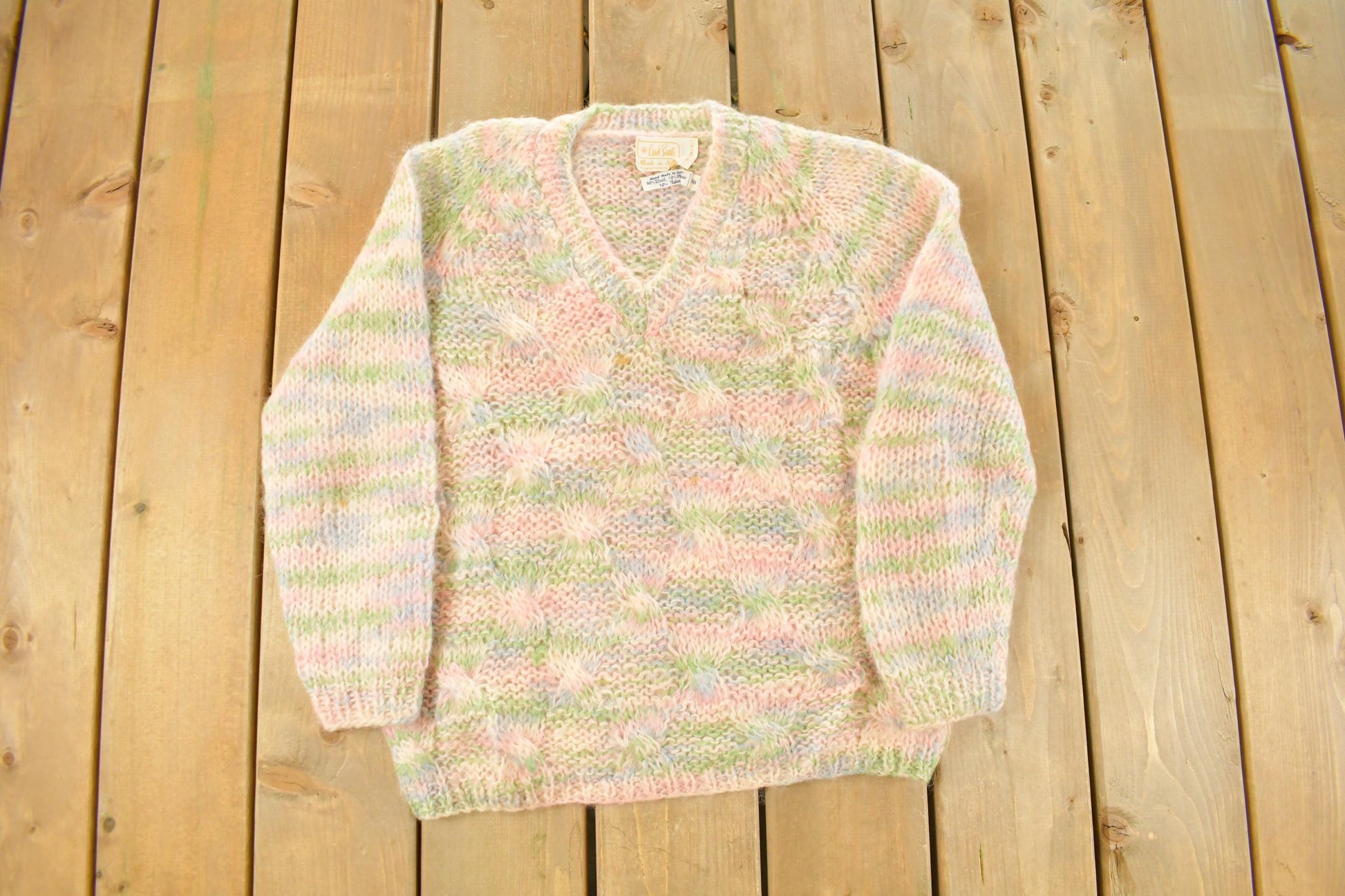 Vintage 1960s Carol Brent for Montgomery Ward Knit Mohair Wool Sweater Women's S