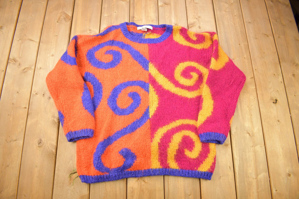 Vintage 1990s Mohair & Wool Blend Abstract Swirl Knitted Sweater