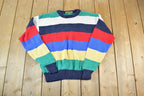 Vintage 1990s LL Bean Knit Striped Crewneck Sweater Made In USA