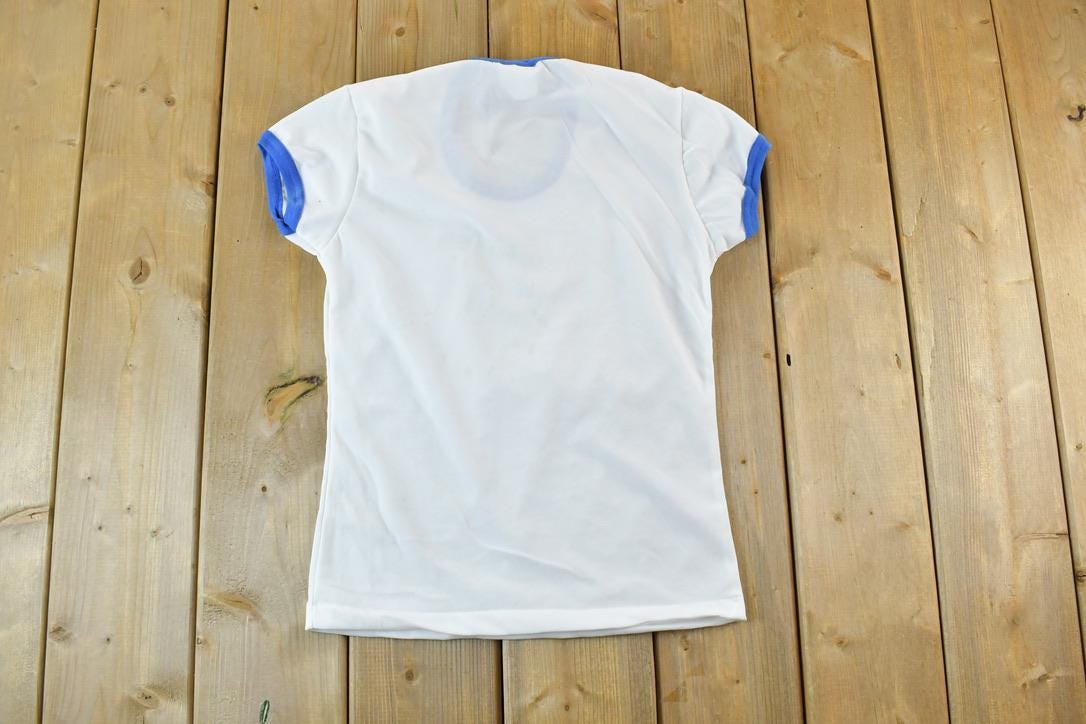 Vintage 1980s Blank White Ringer Single Stitch T-Shirt
