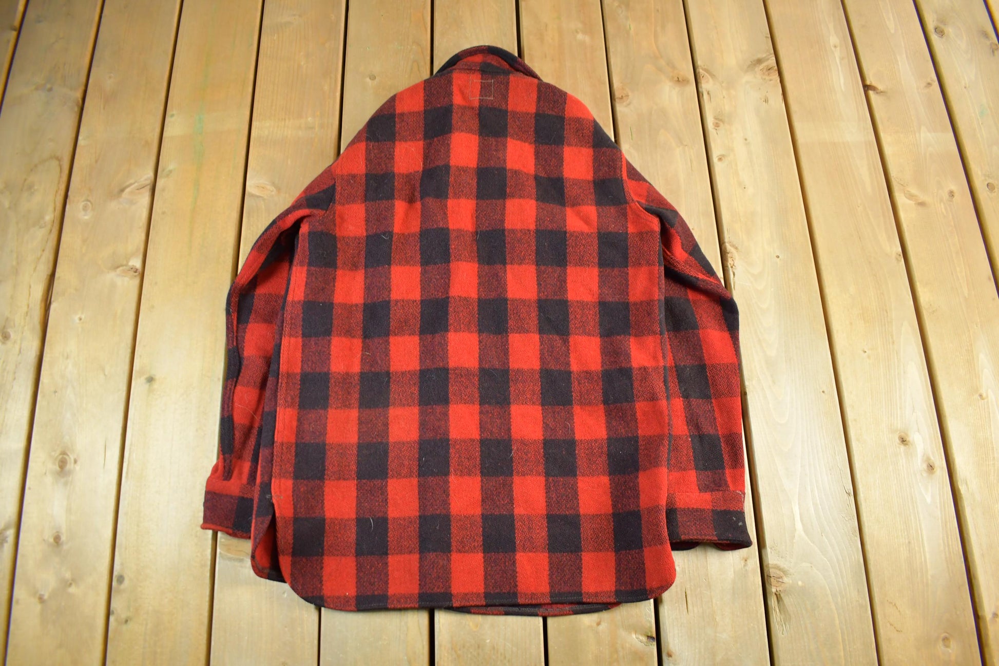 Vintage 1940s Pilgrim Wool Buffalo Plaid Button Up Shirt Men's Large