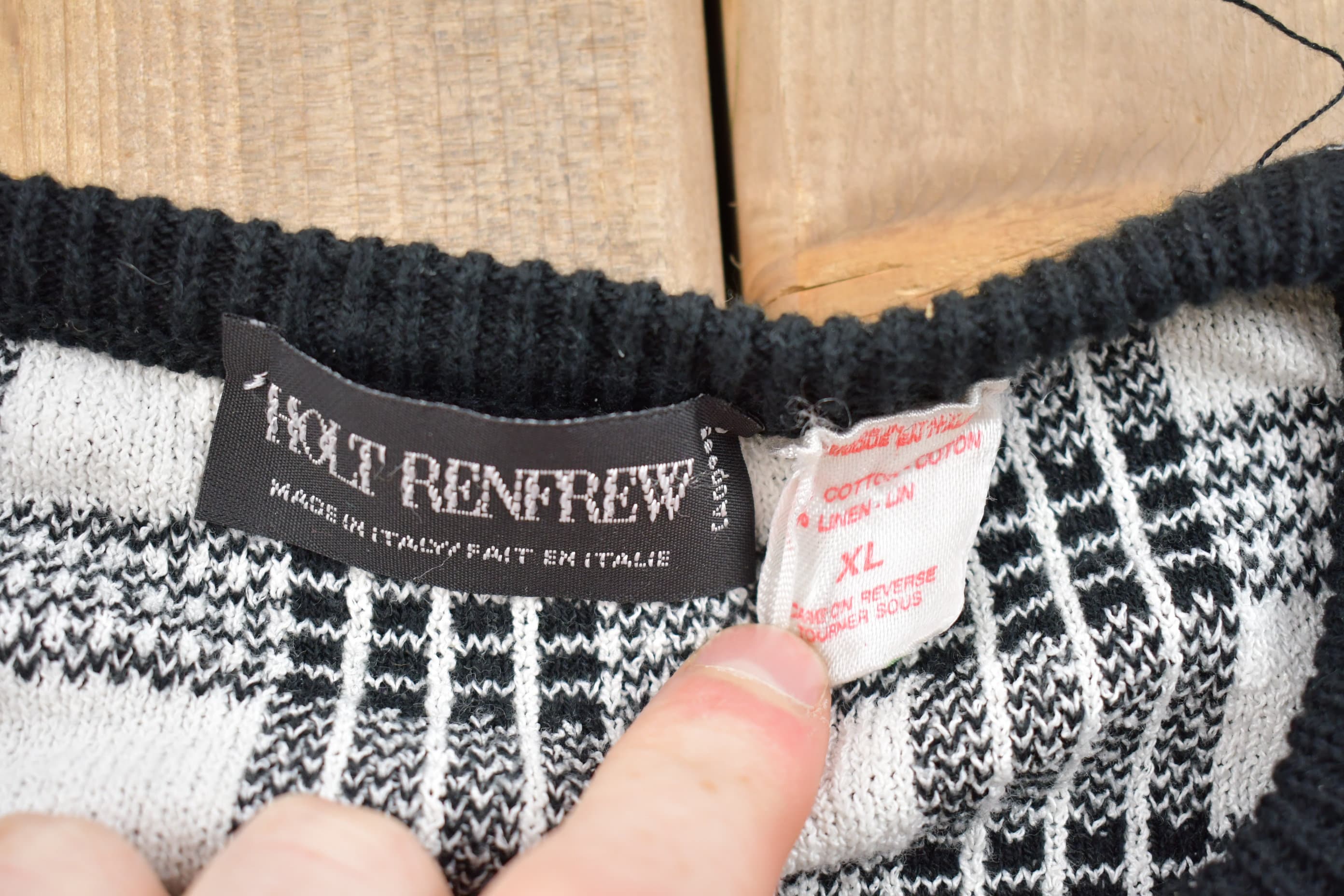 Vintage 1980s Holt Renfrew Plaid Knitted Sweater