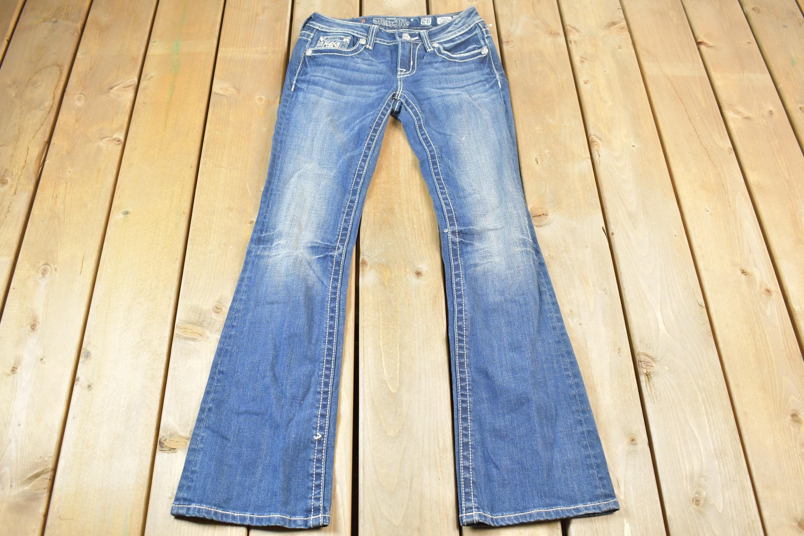 Vintage Y2K Miss Me Bedazzled Low Rise Jeans Size 26x31