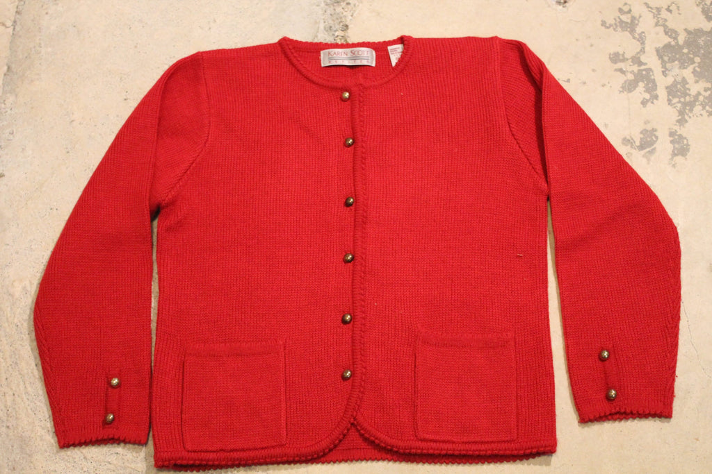 Vintage 1990s Karen Scott Petite Knit Cardigan Sweater