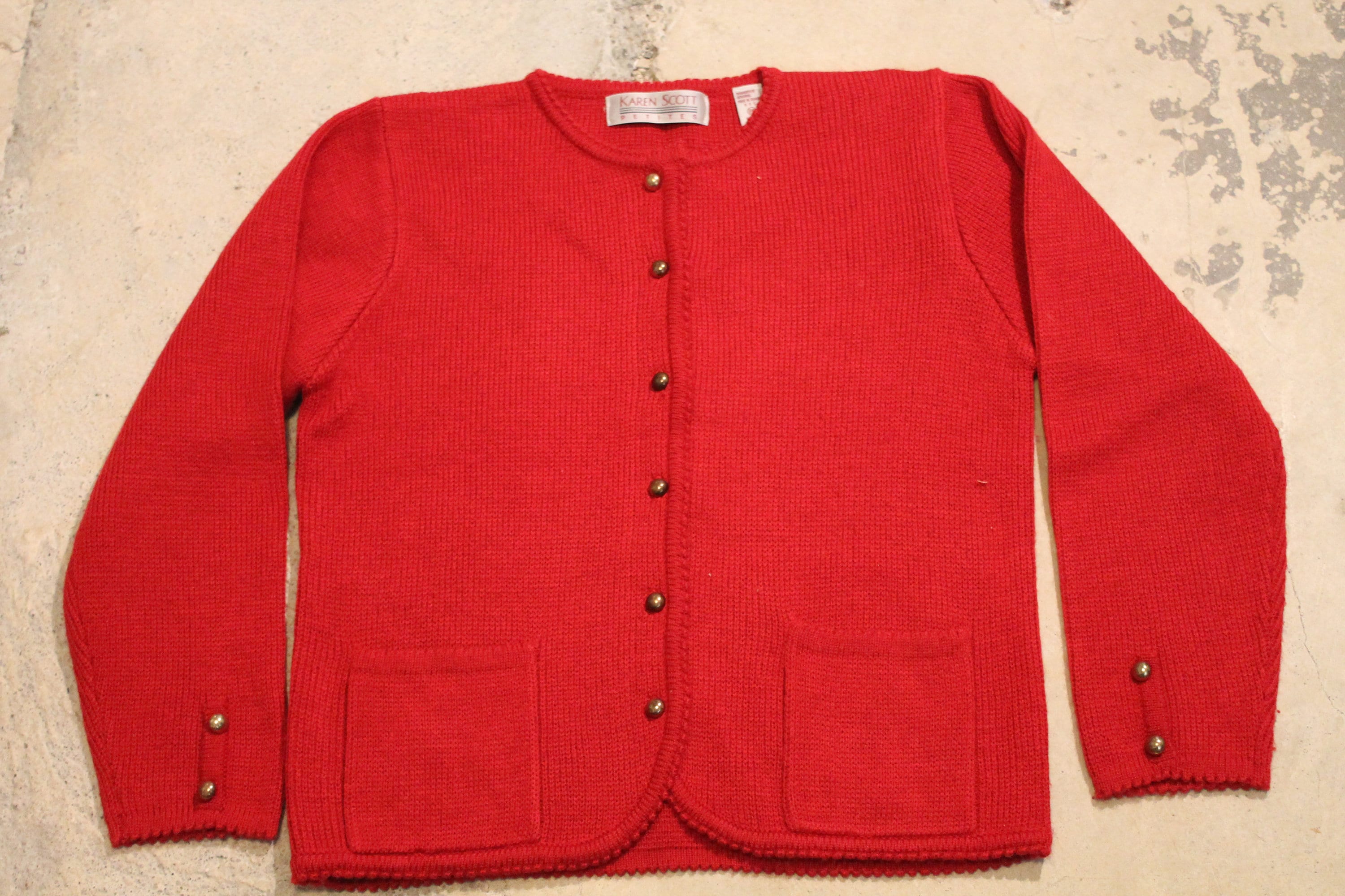 Vintage 1990s Karen Scott Petite Knit Cardigan Sweater