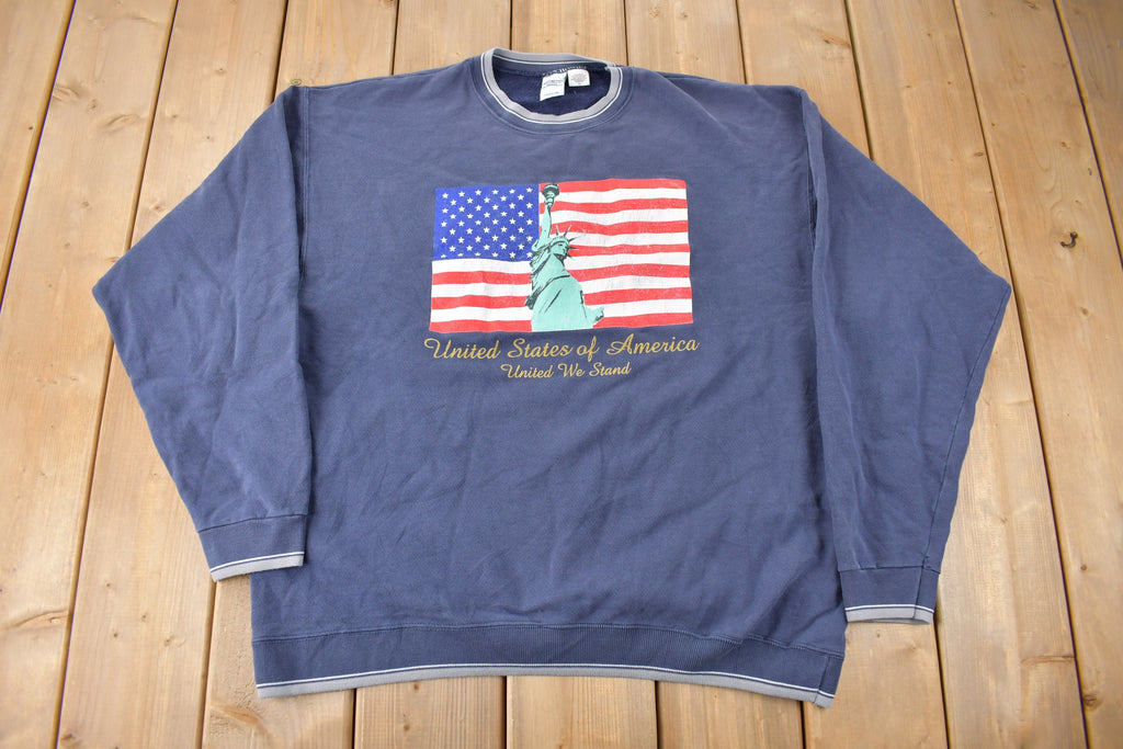 Vintage 1990s United States Of America Statue Of Liberty Graphic Crewneck Sweatshirt Size XL