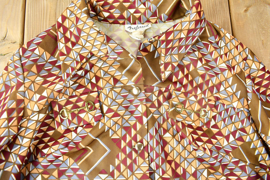 Vintage 1970s Preferred Fashion All Over Print Psychedelic StyleBlouse