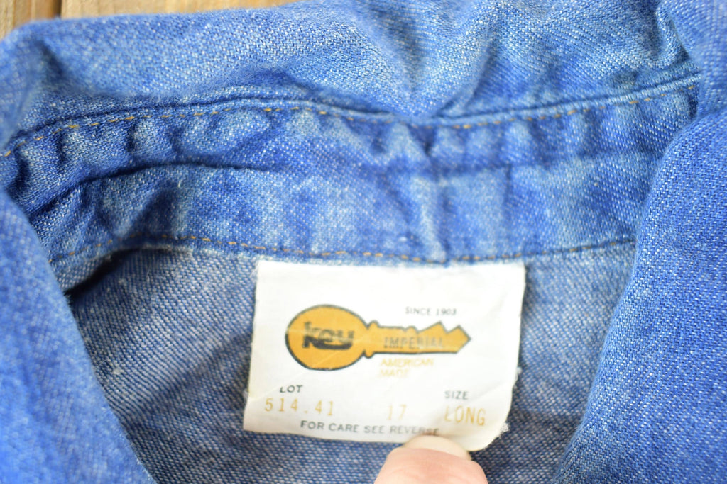 Vintage 1970 Key Denim Button Up Shirt Men's XL