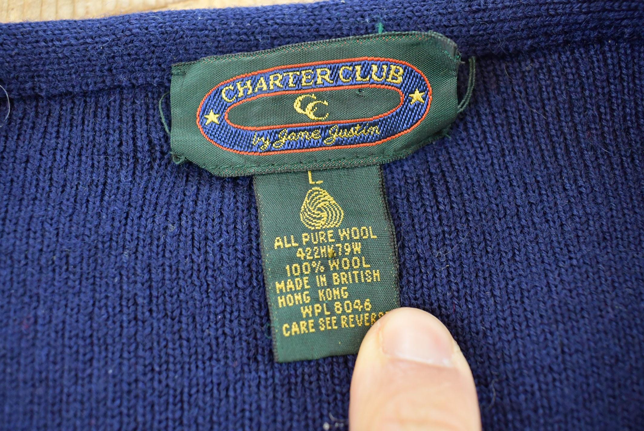 Vintage 1990s Charter Club Farm Wool Knit Cardigan Sweater Women's L