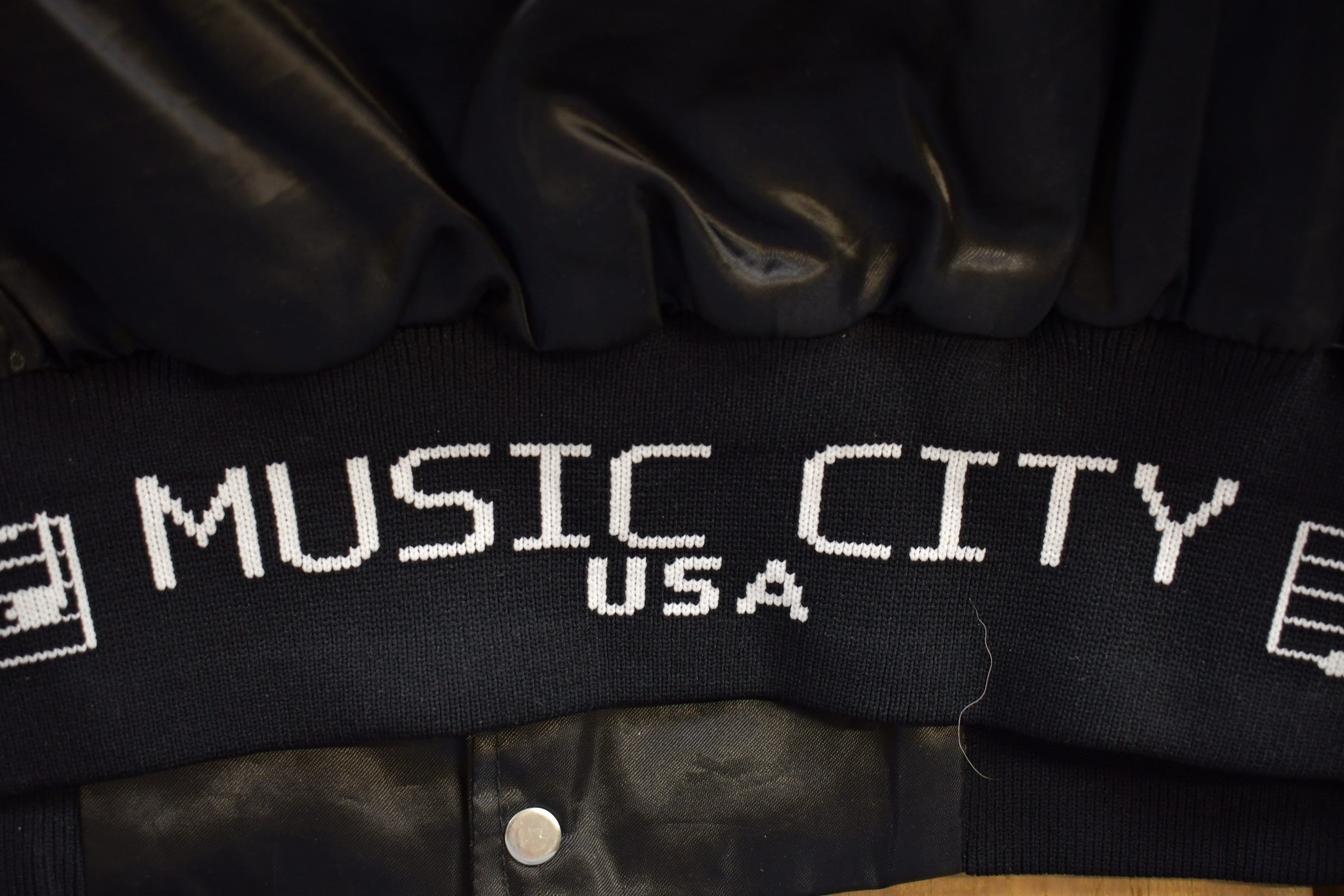 Vintage 1980s West Ark Nashville Music City Satin Bomber Jacket