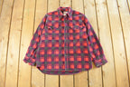 Vintage 1960s Champion Button Up Plaid Flannel Trucker Shirt Men's Small