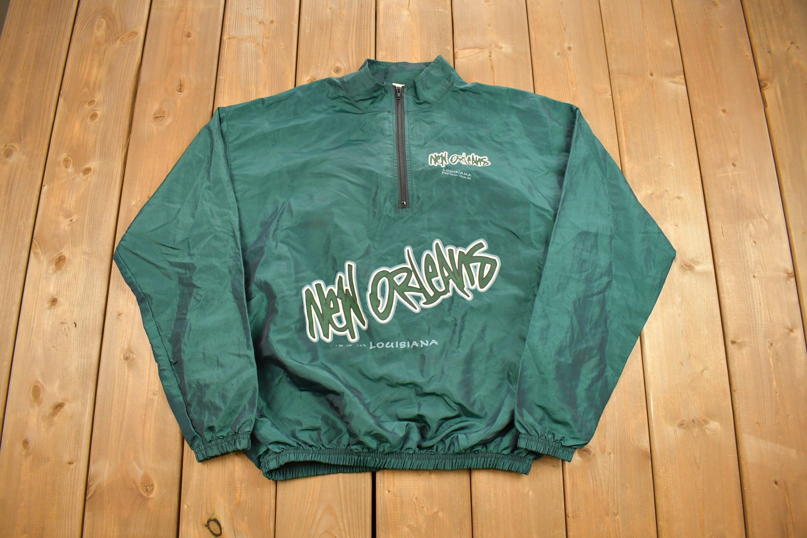 Vintage 1996 New Orleans Louisiana Quarter Zip Windbreaker Jacket