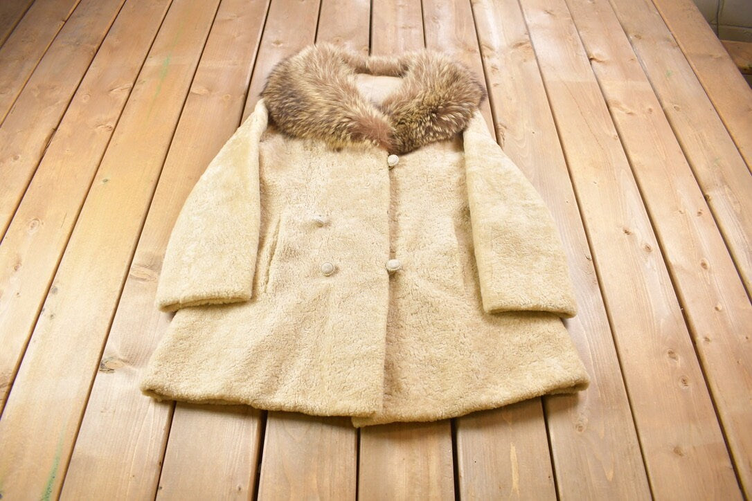 Vintage 1970's Wool Coyote Fur Collared Coat