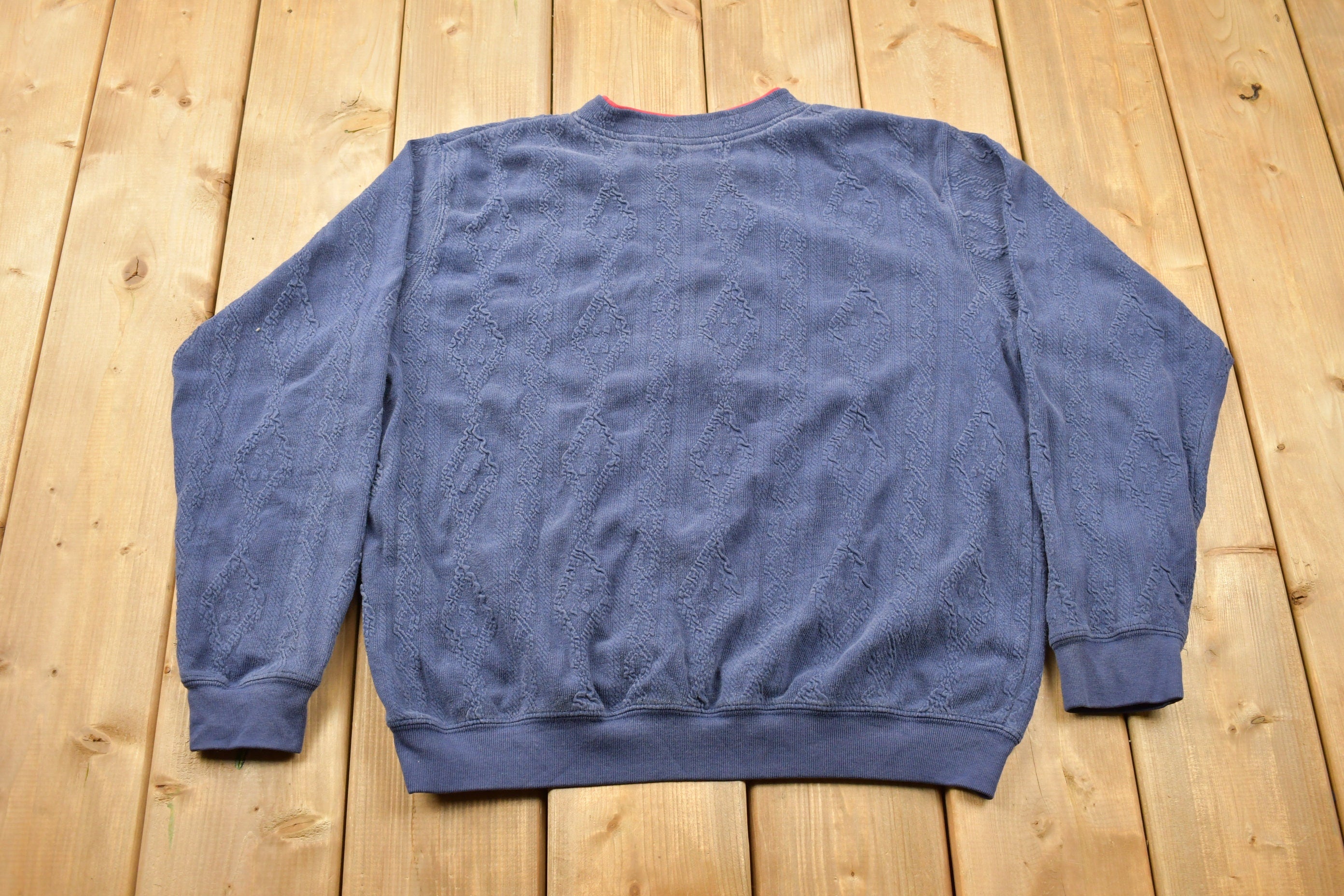 Vintage 1990s Shenanigans Floral Theme 3D Cable Knit Crewneck Sweater