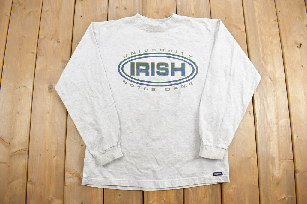 Vintage 1990s University of Notre Dame Collegiate Crewneck  Fighting Irish  Embroidered  NCAA Sweatshirt  Sportswear  Americana