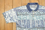 Vintage 1990s Bugle Boy Beach All Over Print Collared Polo Shirt