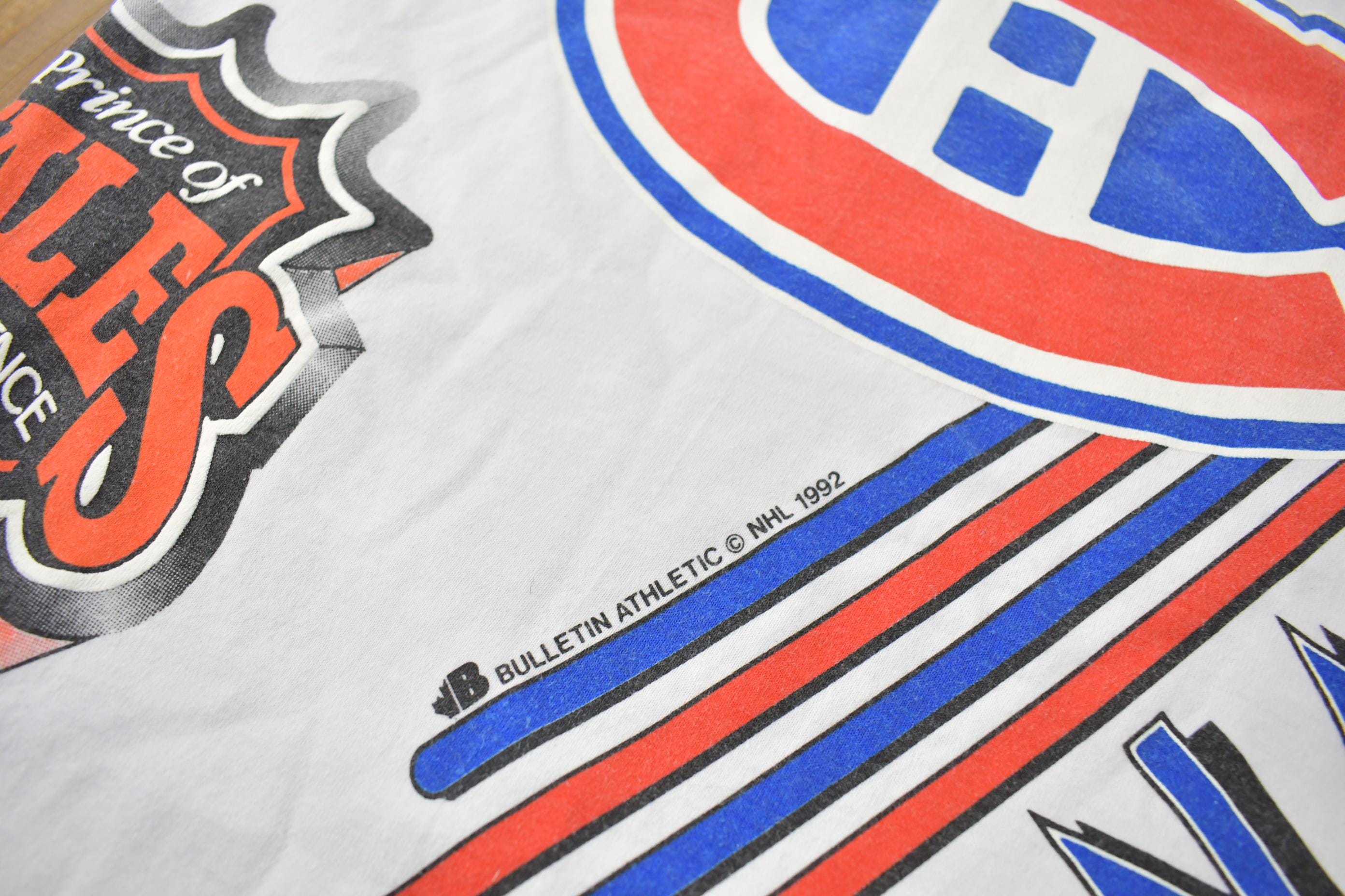 Vintage 1992 Montreal Canadiens NHL All Over Print Graphic T-Shirt