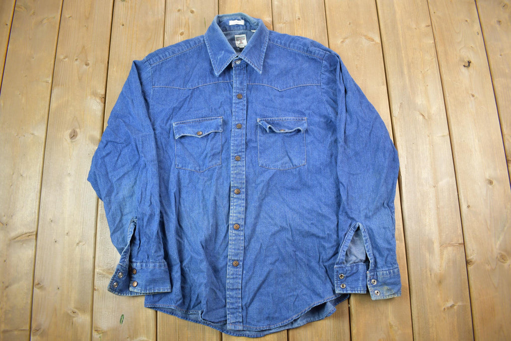 Vintage 1990s Blue Jean Button Up Shirt