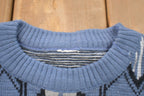 Vintage 1990s All Over Print Knitted Crewneck Sweater /