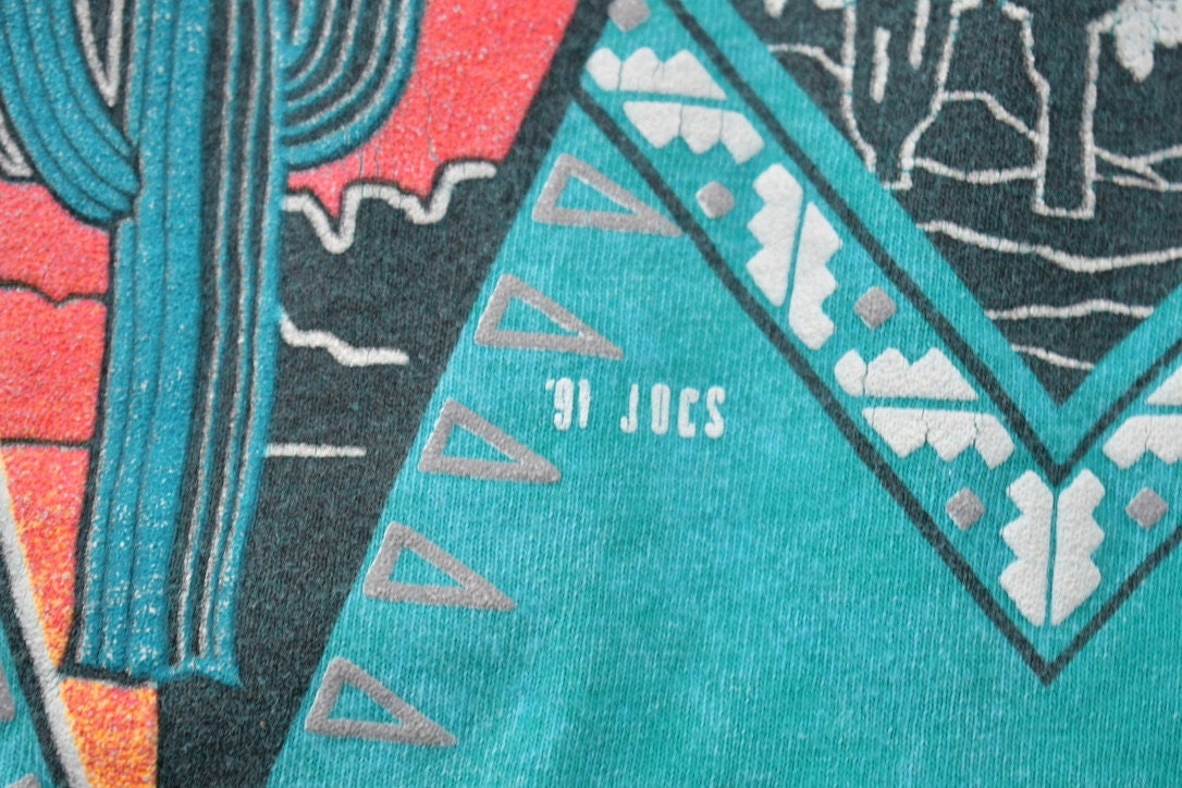 Vintage 1991 Arizona Cactus Double Sided Graphic T-Shirt