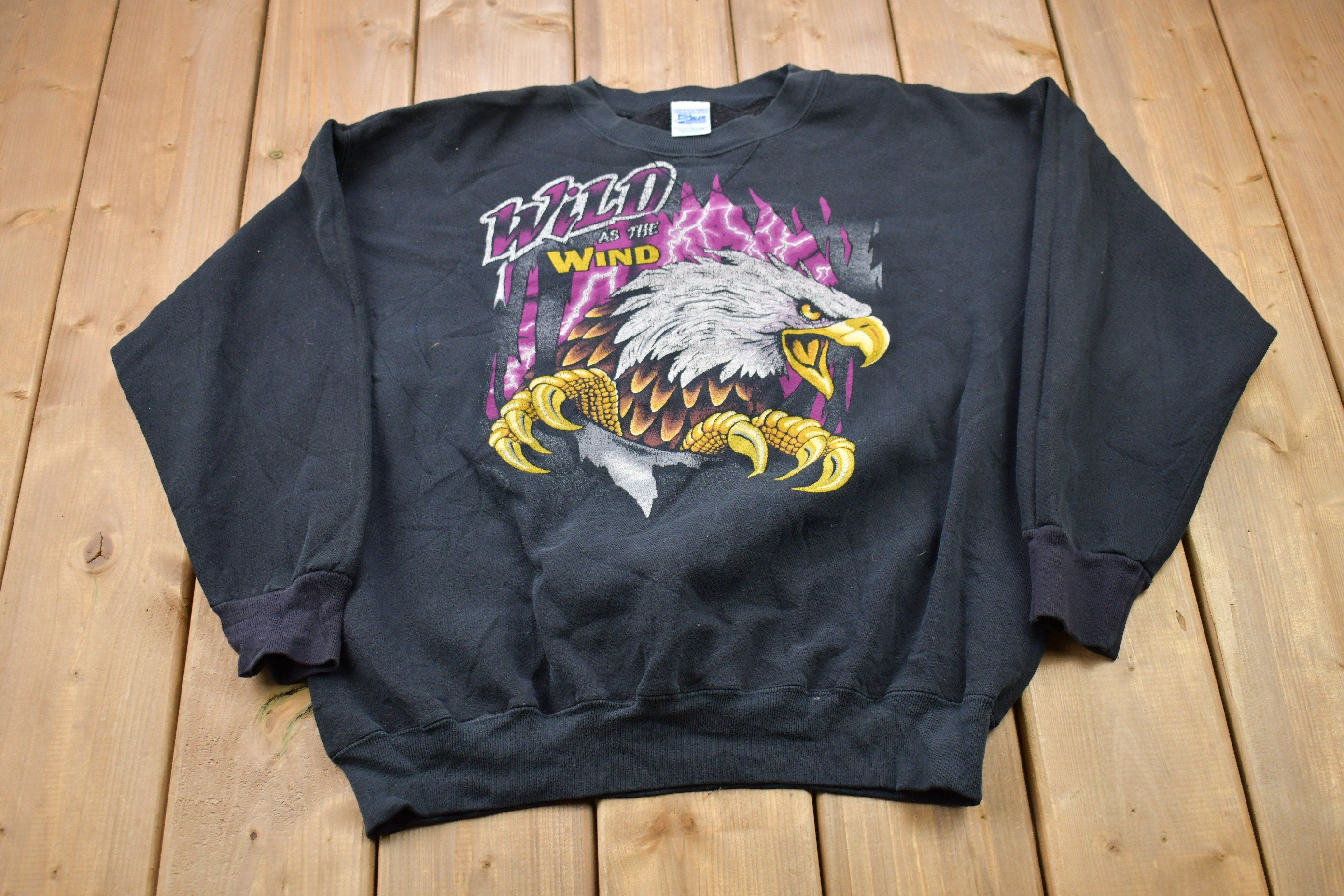 Vintage 1990s Wild As The Wind Eagle Salem Sportswear Graphic Crewneck Sweatshirt
