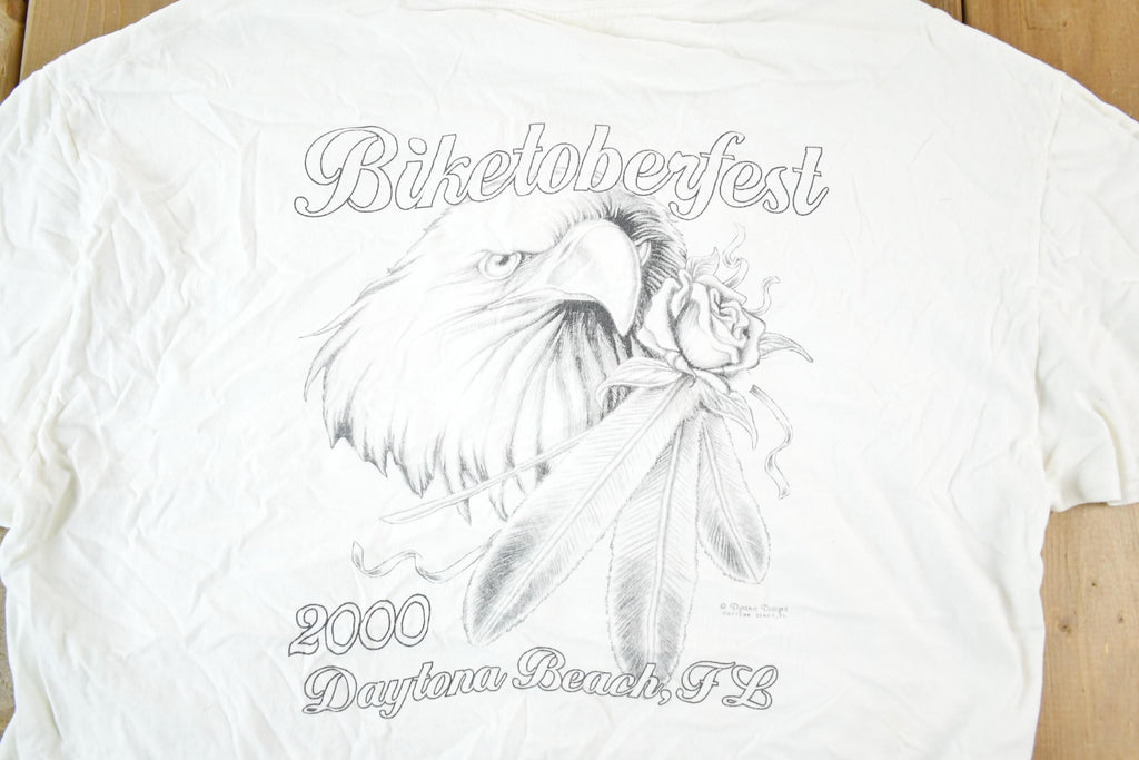 Vintage Y2K Biketoberfest Daytona Beach Eagle Head Souvenir T-Shirt Women's Cropped XL