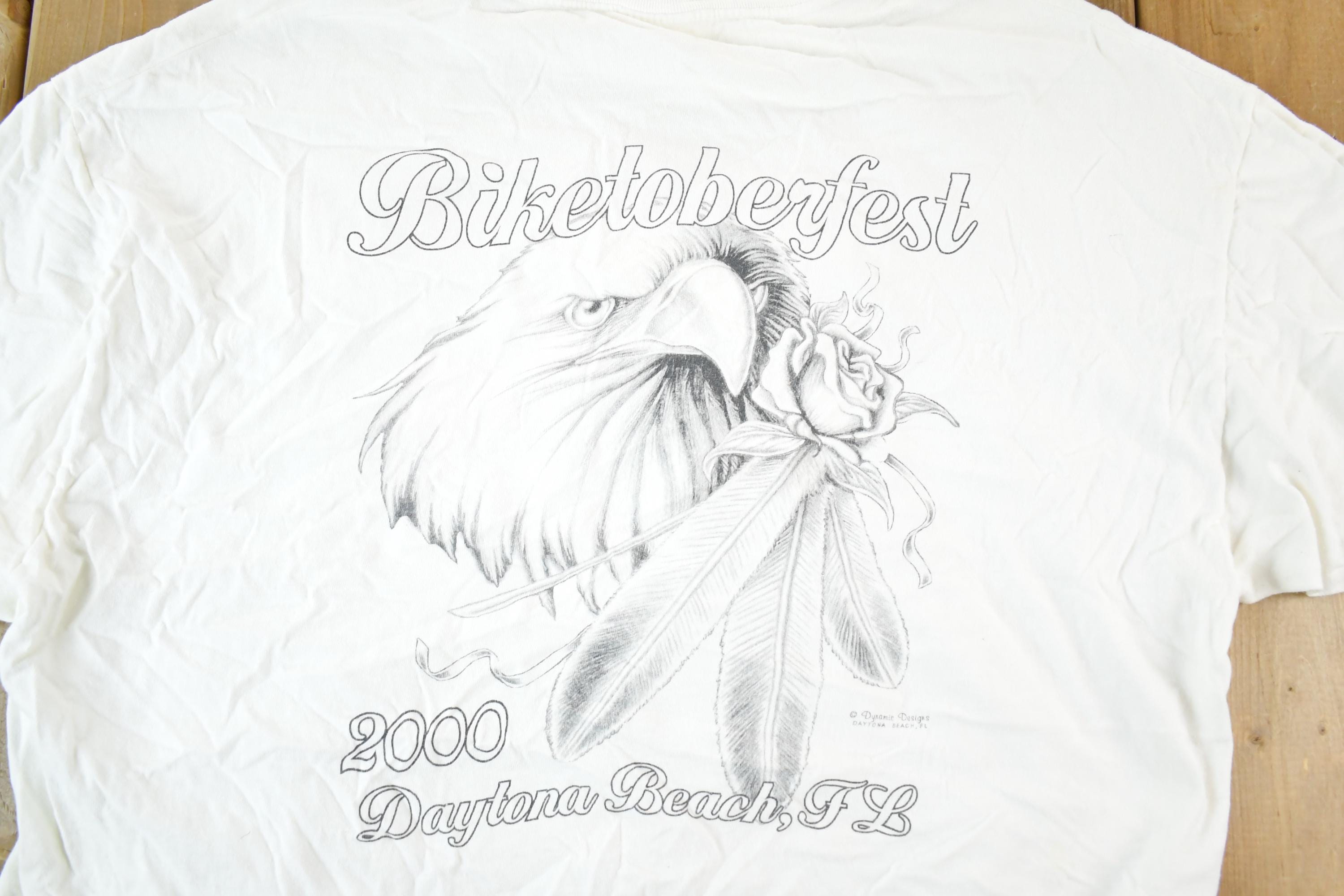 Vintage Y2K Biketoberfest Daytona Beach Eagle Head Souvenir T-Shirt Women's Cropped XL