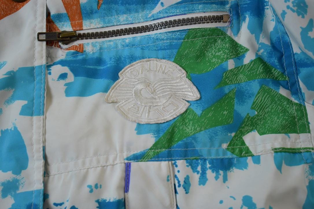 Vintage 1980s Coloured Pattern Puffer Jacket - Medium