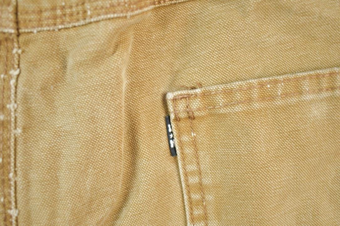 Vintage 1980s Mickey Lakin Double Knee Tan Denim Work Jeans Size 38 x 27  90s Carpenter Pants  Made In USA  Distressed Carhartt
