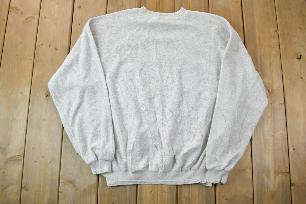 Vintage 1990s Up North Minnesota Pine Tree Fleece Crewneck Sweatshirt