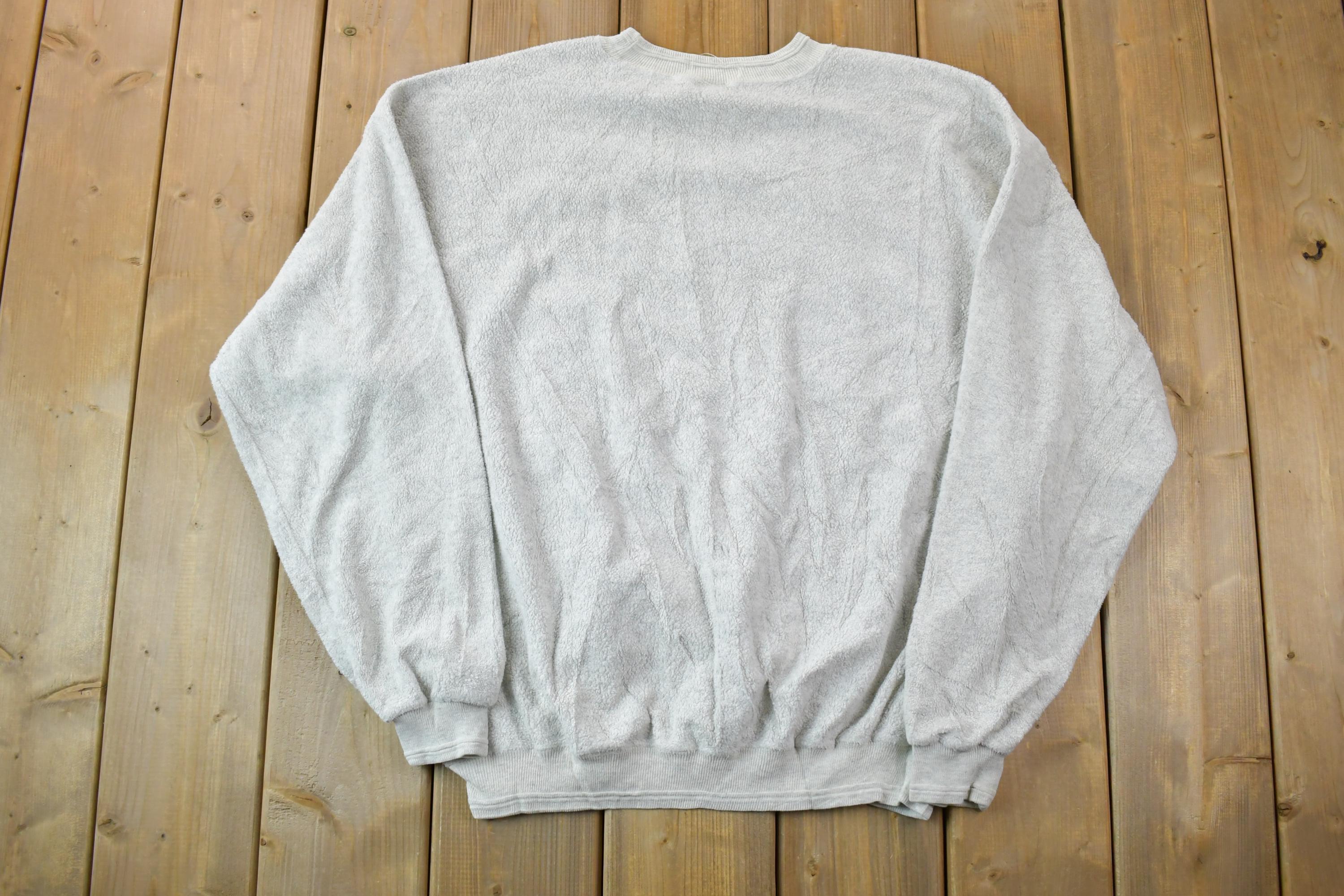 Vintage 1990s Up North Minnesota Pine Tree Fleece Crewneck Sweatshirt
