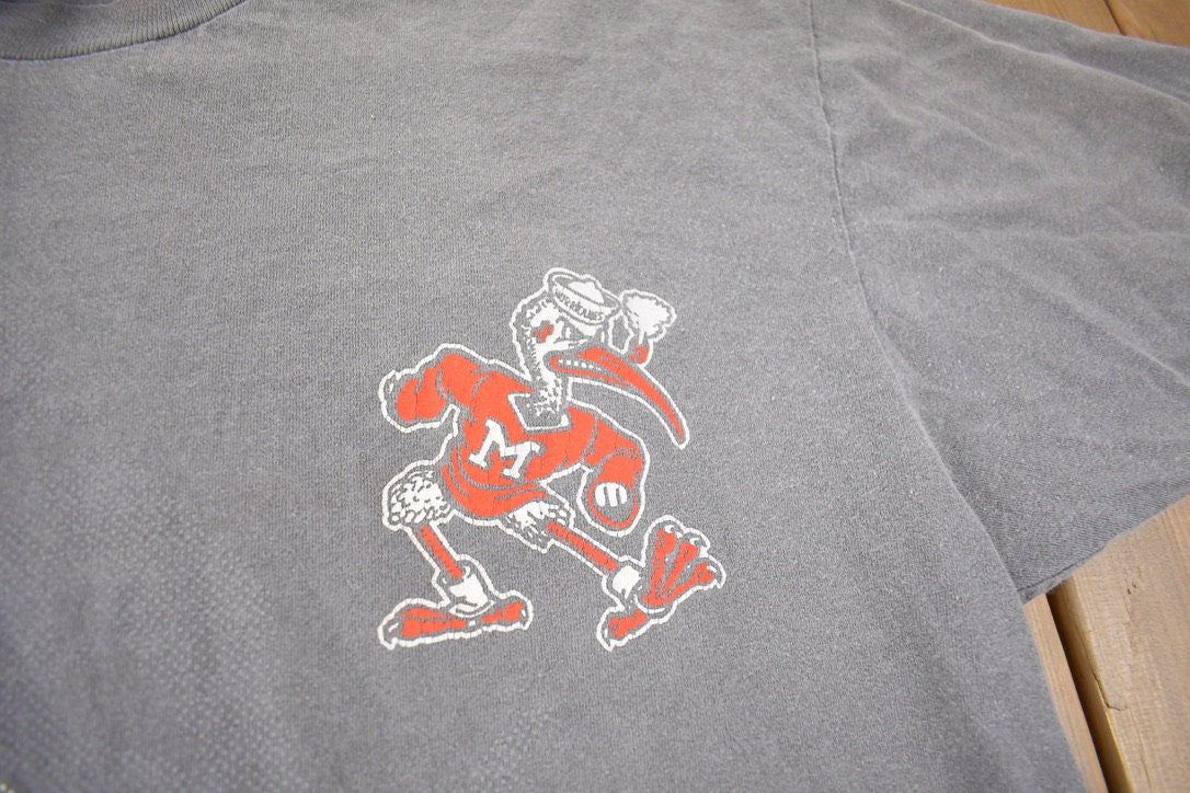 Vintage 1990s University Of Miami Hurricanes Collegiate Graphic T-Shirt Size XL