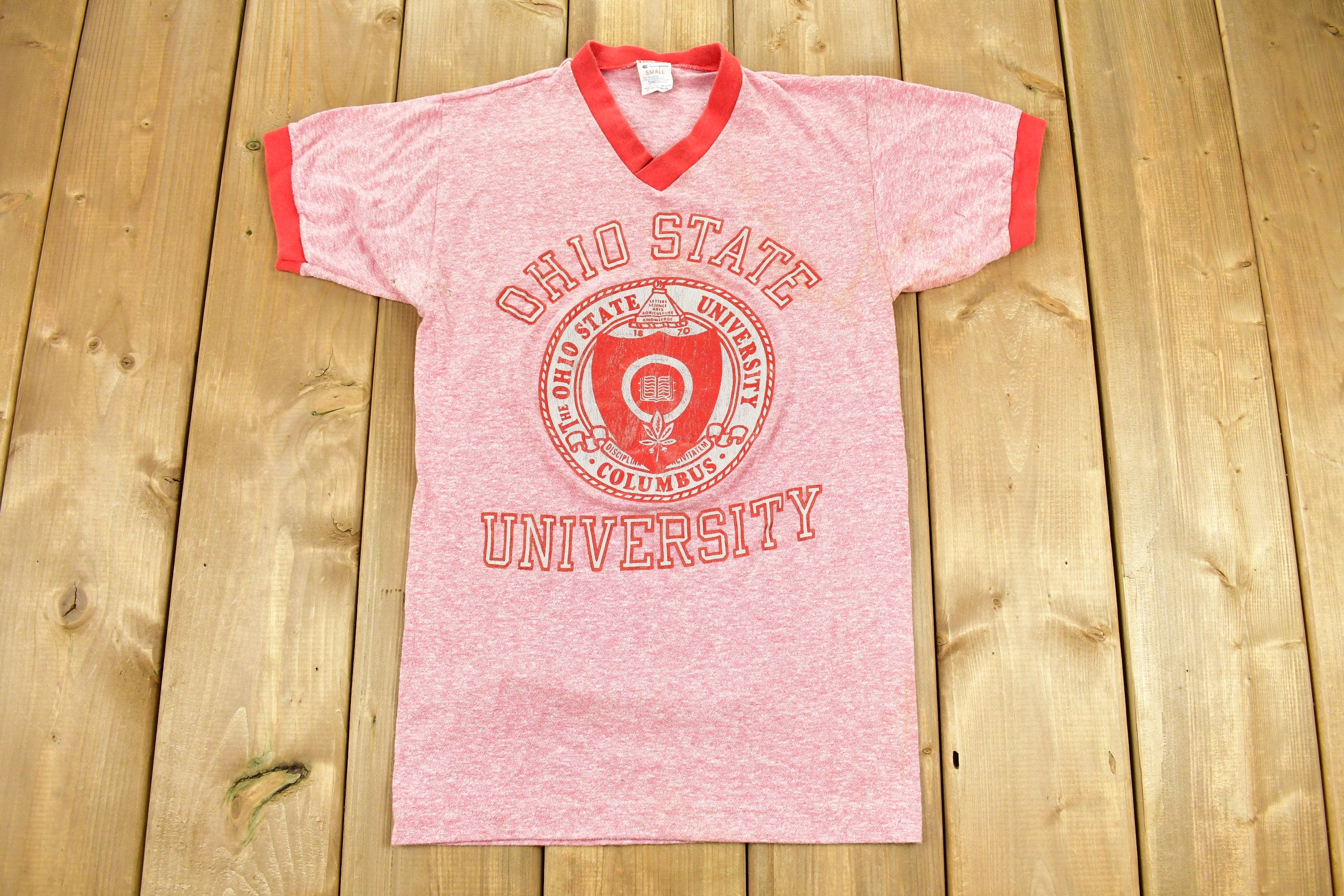 Vintage 1970s Champion University of Ohio State Collegiate Ringer T-Shirt  Americana  True Vintage  Vintage Champion  Made In USA