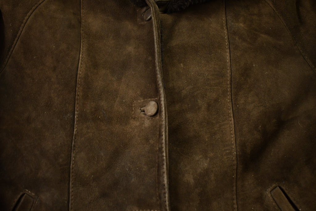 Vintage 1990s Suede Leather Fur Coat