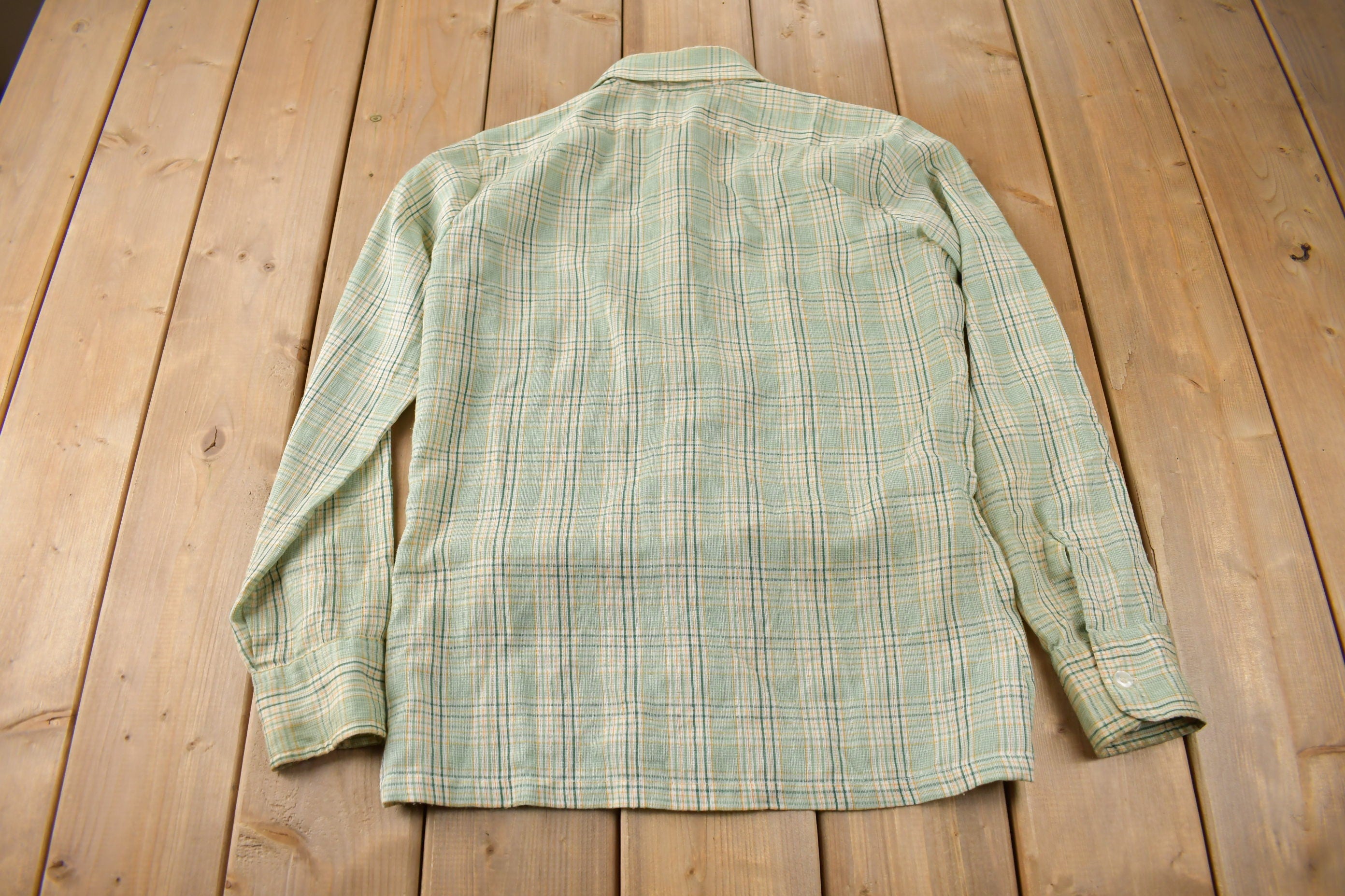Vintage 1980s Tarra Hall Permanent Press Plaid Button Up Flannel Shirt Made In Canada