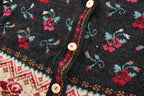 Vintage 1990s Basic Editions Women's Rose and Lily Pattern Knit Cardigan Sweater