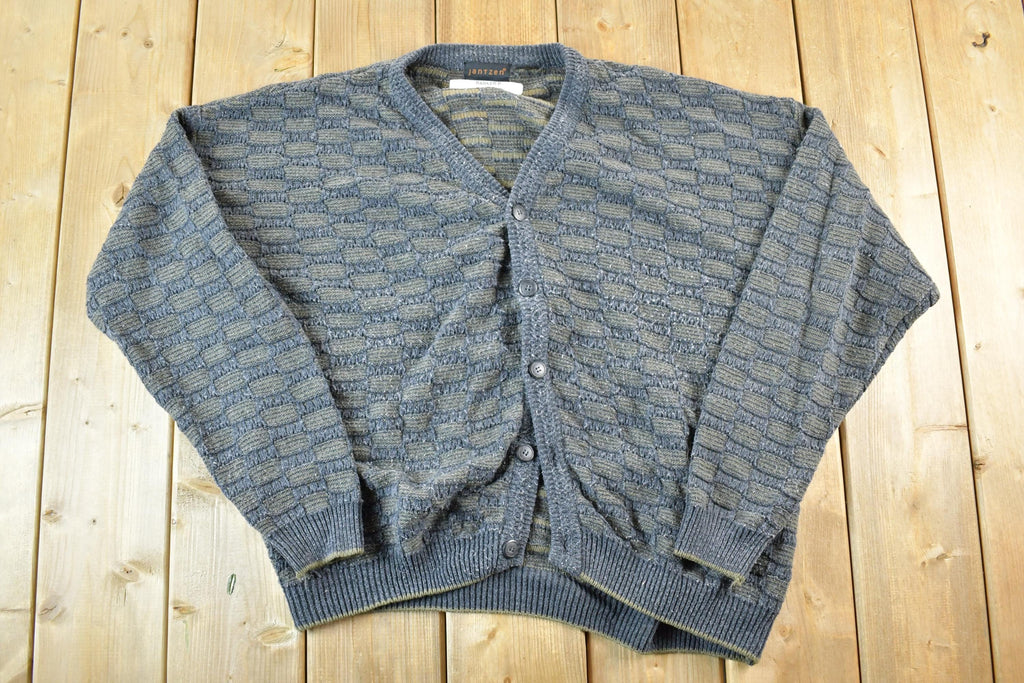 Vintage 1990s Jantzen Knit Abstract Pattern Cardigan Sweater Mens XL  90s Crewneck  Preppy Knits  Wool Blend  Cotton Blend