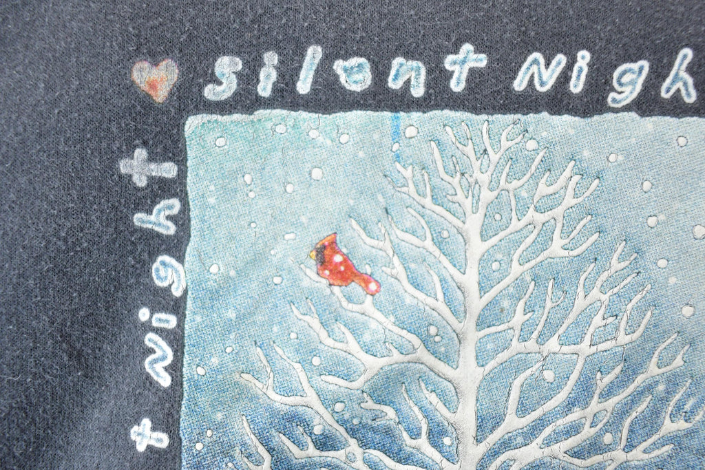Vintage 1990s Silent Night Cardinal Cute Christmas Crewneck Sweater