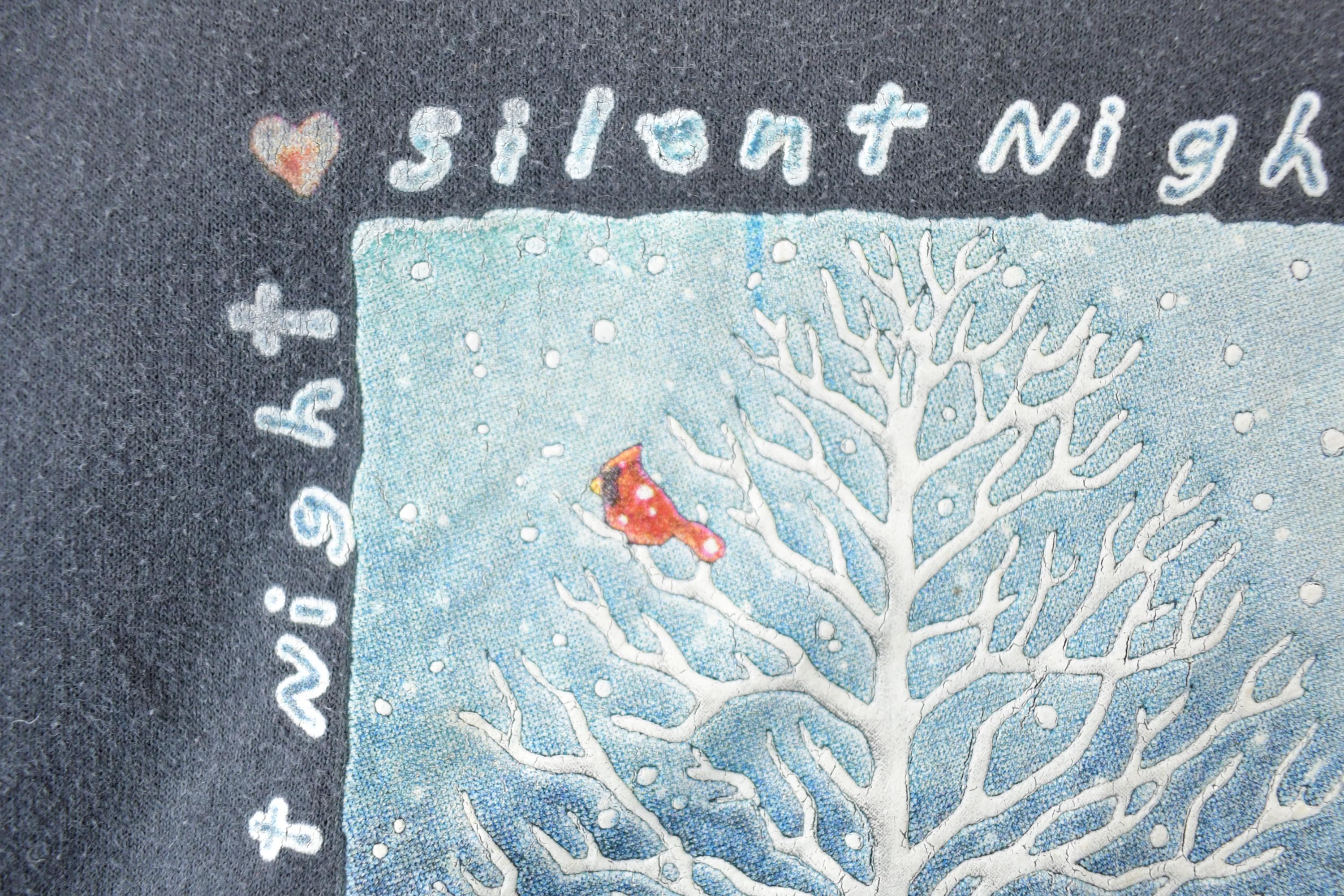 Vintage 1990s Silent Night Cardinal Cute Christmas Crewneck Sweater