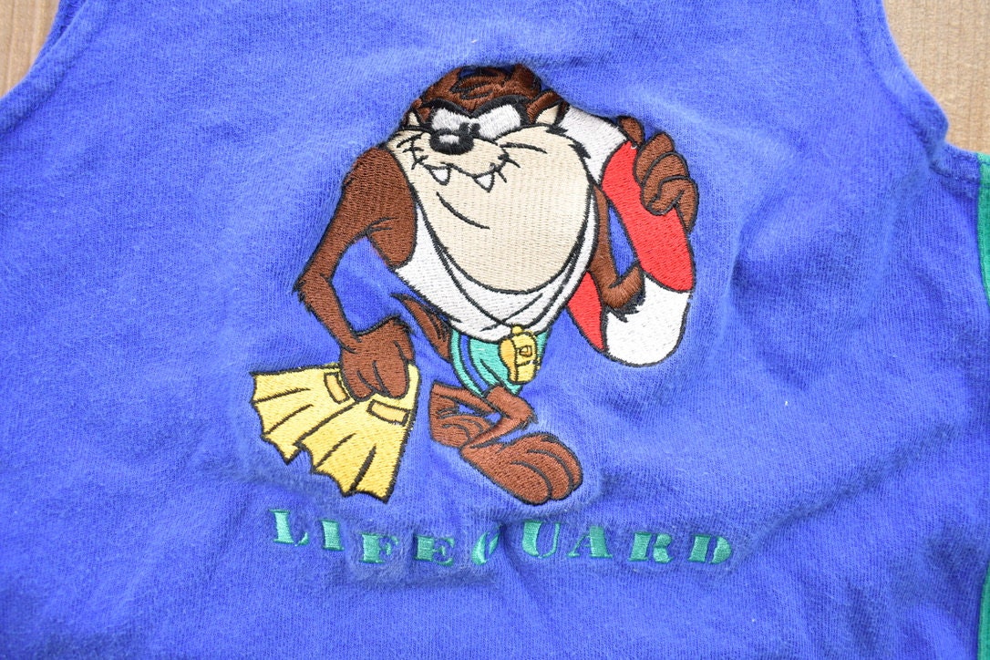Vintage 1990s Tasmanian Devil Lifeguard Disney Cartoon Promo T-Shirt