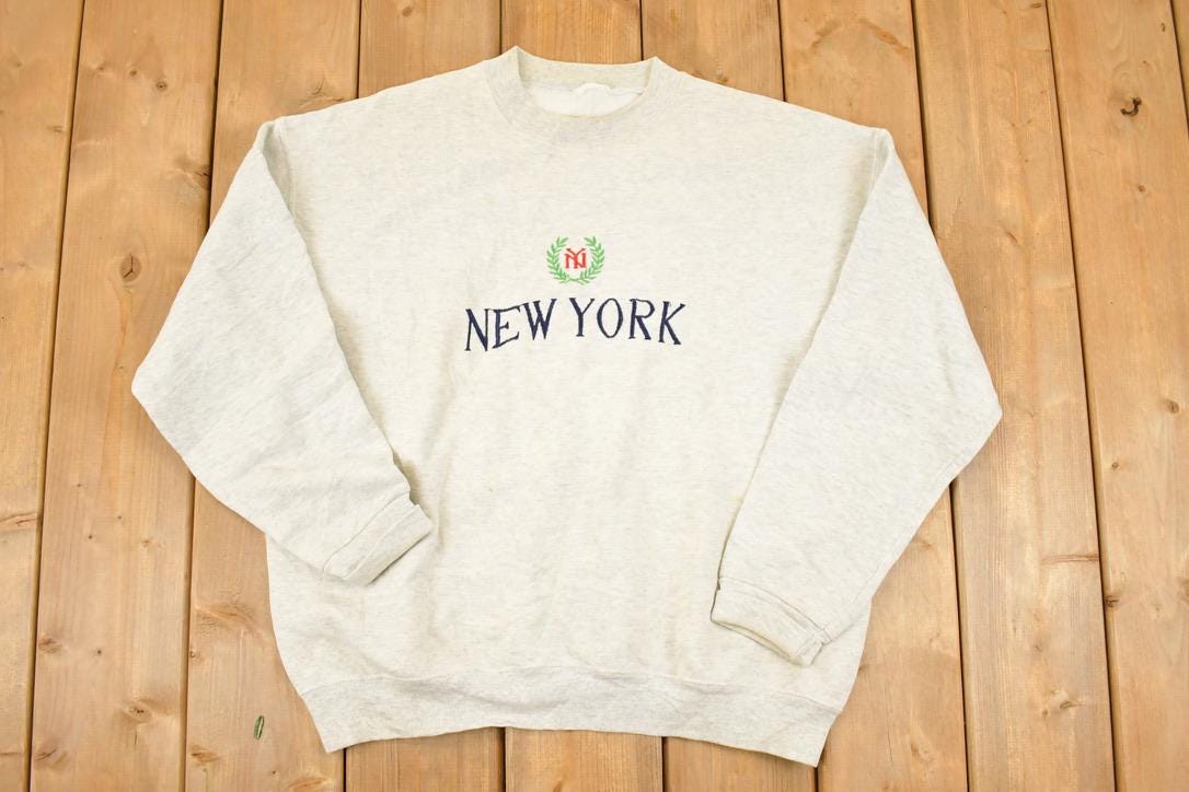 Vintage 1990s New York City Embroidered Crewneck Sweatshirt Men's L