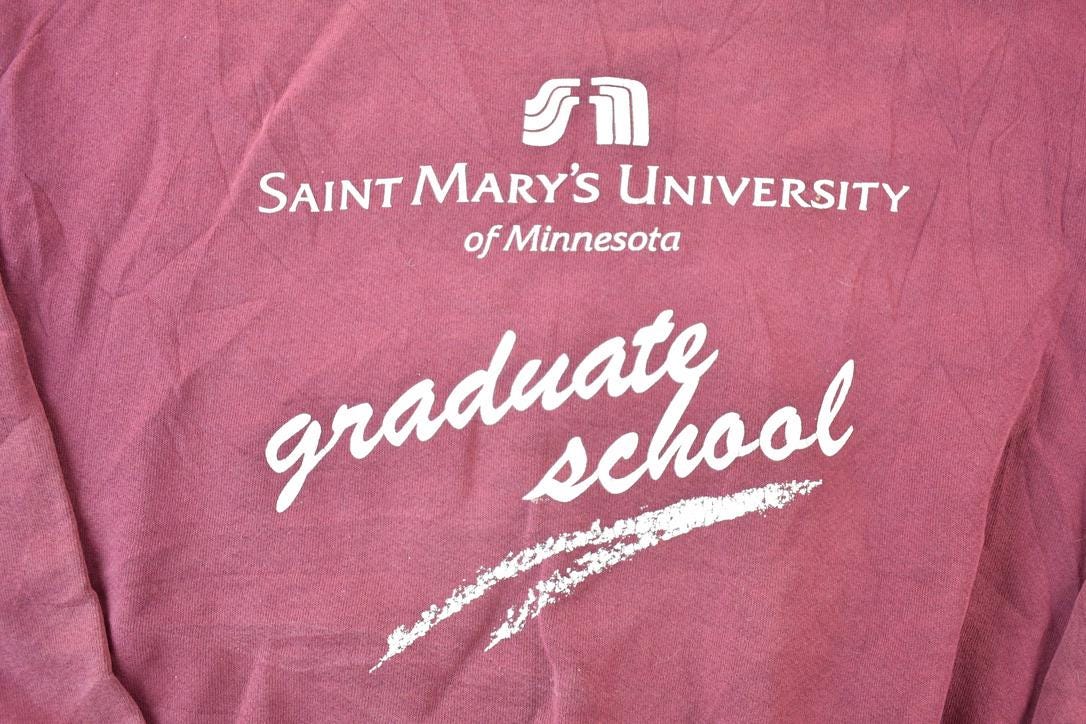 Vintage 1990s Saint Mary's University Graduate School Crewneck Made In USA