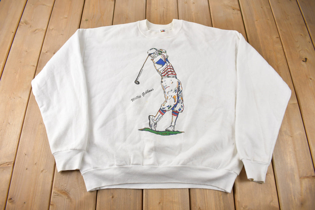 Vintage 1991 Willie Gibbons Golfing Graphic Crewneck Sweatshirt Made In USA