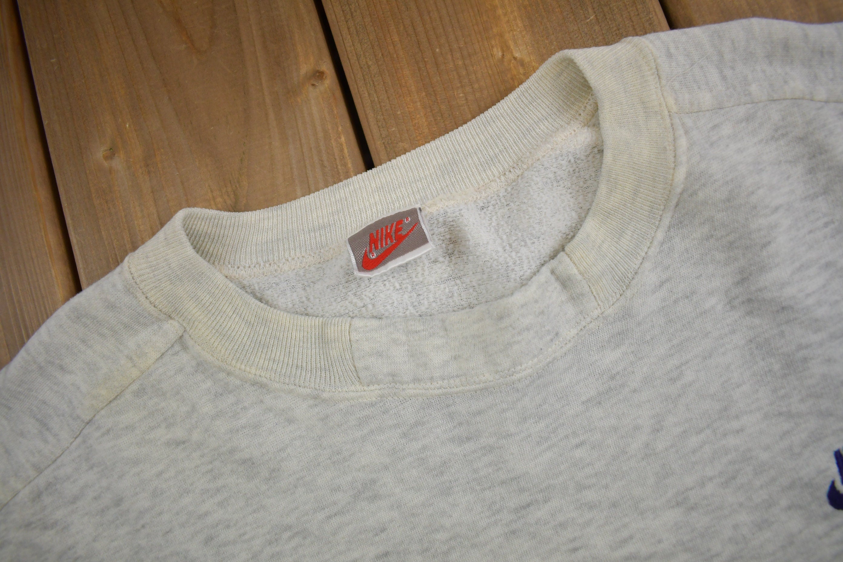Vintage 1990s Nike Grey Tag Mini Logo Crewneck Sweatshirt