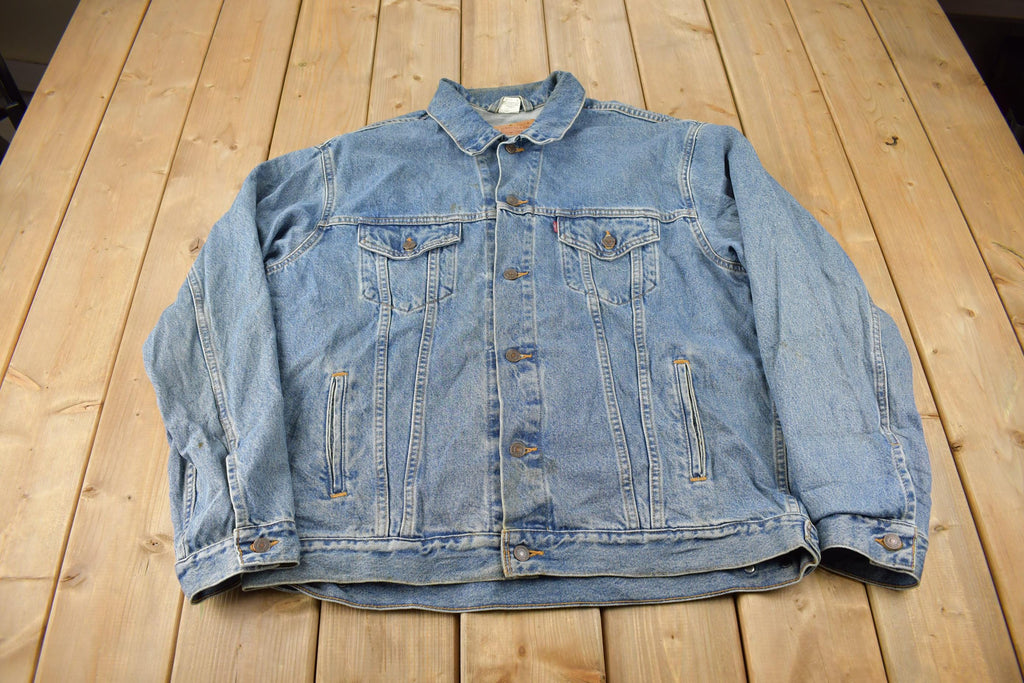 Vintage 1990s Distressed Jean Jacket Size XL  Fall Jacket  90s Denim