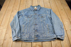 Vintage 1990s Distressed Jean Jacket Size XL  Fall Jacket  90s Denim