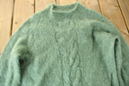 Vintage 1980s Mohair Blend Cable Knit Crewneck Sweater