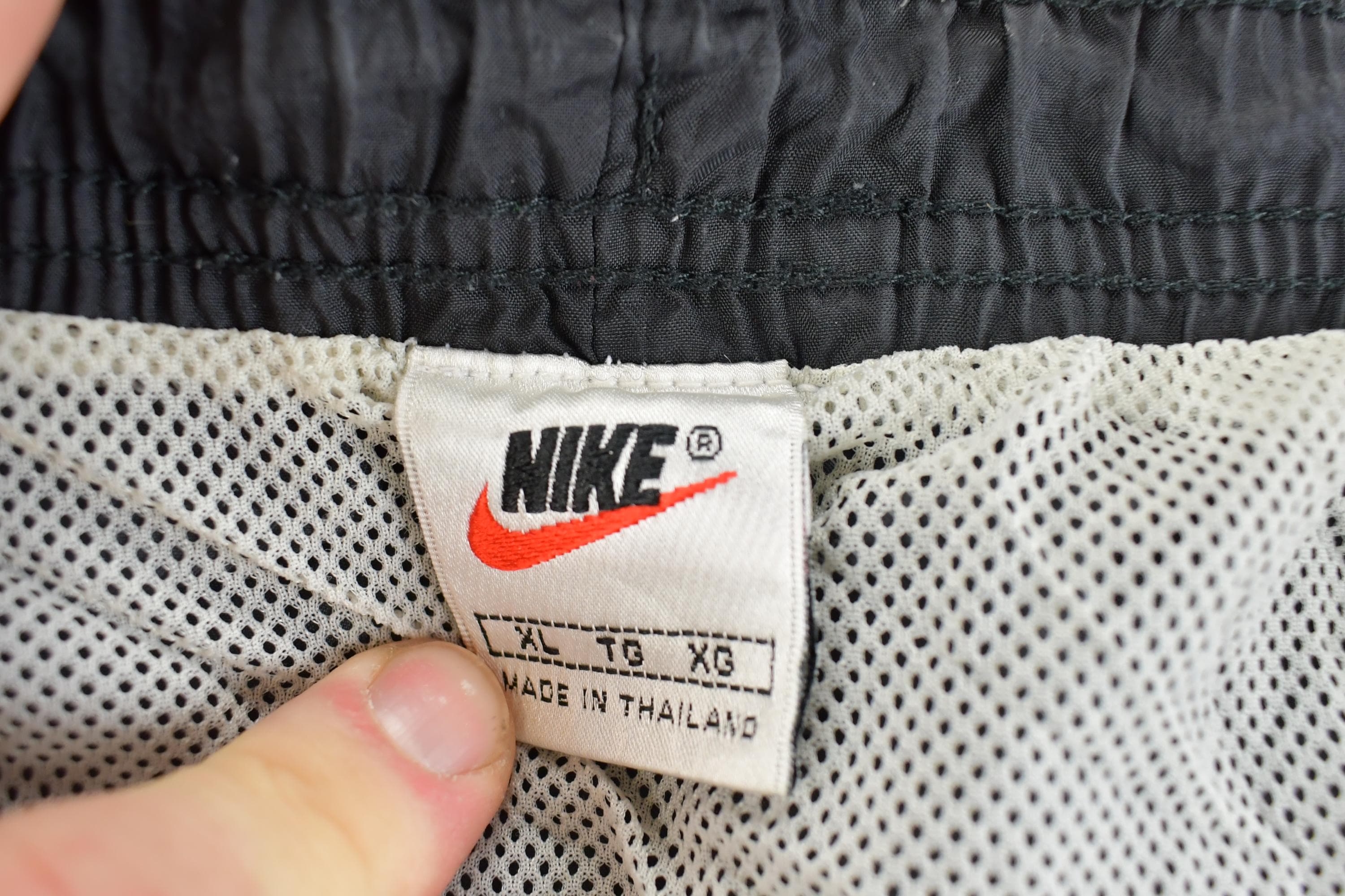 Vintage 1990s Nike Mini Swoosh Text logo Swim Shorts Size XL